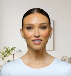 a woman with a refined and polished makeup look